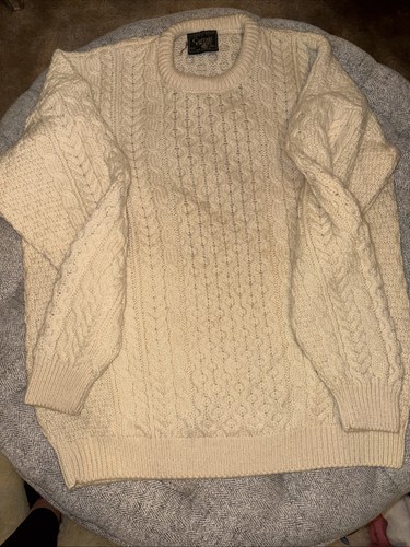 Carraig Donn Made In Ireland Vintage Traditional Unisex Aran Sweater In Cream, $59.99 - Photo 9