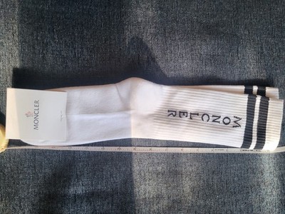 Moncler St. Moritz Striped Logo Cotton Mid Calf Crew Socks White S