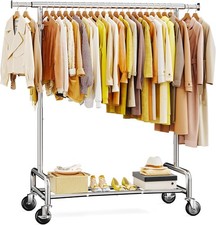 Raybee 75" W Heavy Duty Clothes Rack Load 450 LBS,Metal Garment Storage w/ Shelf