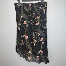 Vtg 90s Y2K HeartSoul Skirt Medium Black Floral Whimsigoth Fairy Asymmetrical