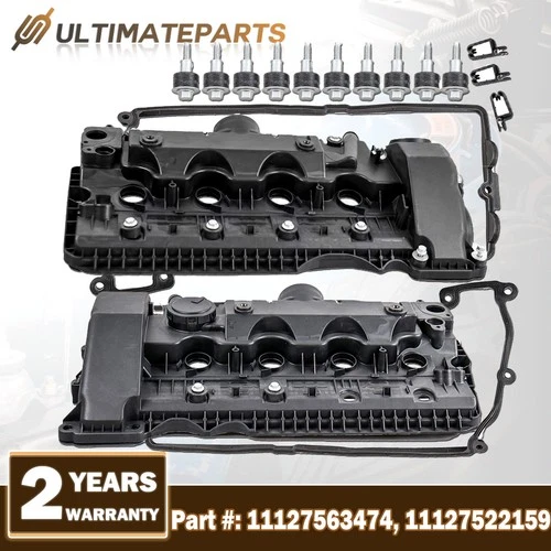 Pair Engine Valve Cover w/Gasket For BMW 545i 550i 645Ci 650i 745i 745Li 750i X5