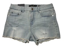 Indigo Rein Curvy High Rise Denim Shorts Light Wash Distressed Size 9 NWT