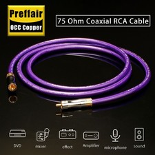 Audio 75 Ohms OCC HiFi RCA Coaxial Cable Sliver Plated Digital Interconnect Wire