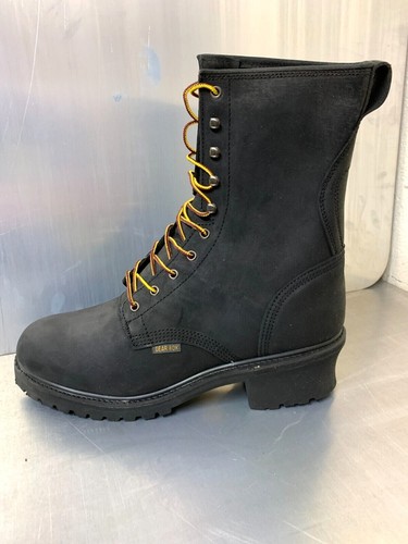 GEAR BOX 8020 9" Black Leather Size 14 D Logger Work Boots - Picture 3 of 7