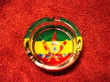 TYE DYE RASTA LEAF CIGARETTE ASHTRAY #10 ( LARGE )