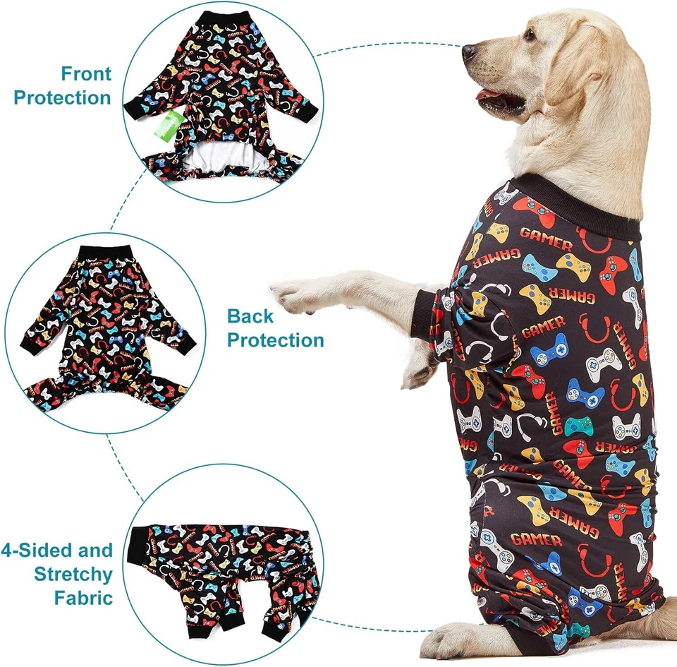 Camiseta LovinPet Dog PJ Poly manga longa anti-derramamento durante todo o ano para cães grandes - Imagem 4 de 4