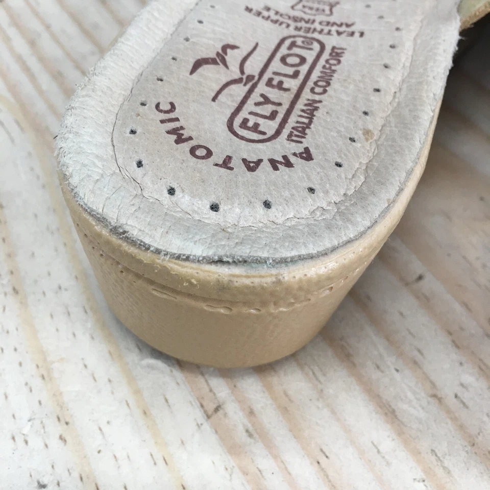 Босоножки женские Fly Flot 7,5 анатомические слайды бежевые кожаные без шнуровки повседневные на танкетке - Изображение 4 из 4