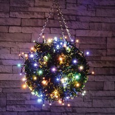 Outdoor Hanging String Lights LED Battery Operated with Timer Multicoloured