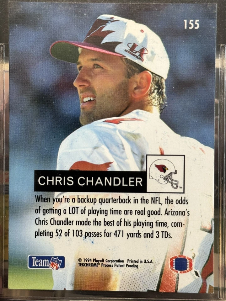 1994 Playoff Chris Chandler #155 Arizona Cardinals Signed AUTO NFL Card - Image 2 of 2