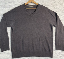 Raffi Sweater Men's L Brown Merino Wool V Neck Pullover Preppy Classic Casual