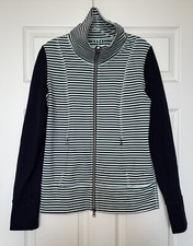 Lululemon Women s size 8 Blue-green-Black striped sweater Full Zip.