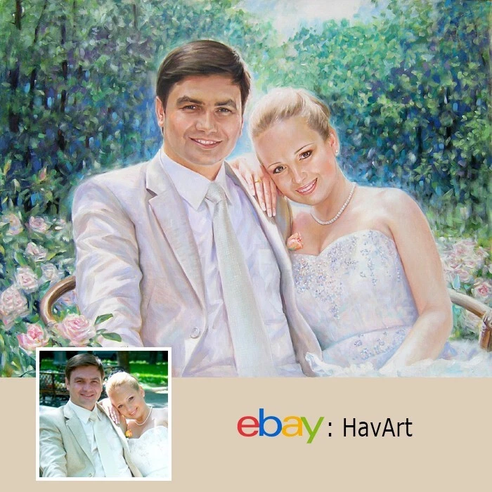 Custom portrait painting from photo 100% Hand Painted Portrait Oil on Canvas art - Image 4 of 4