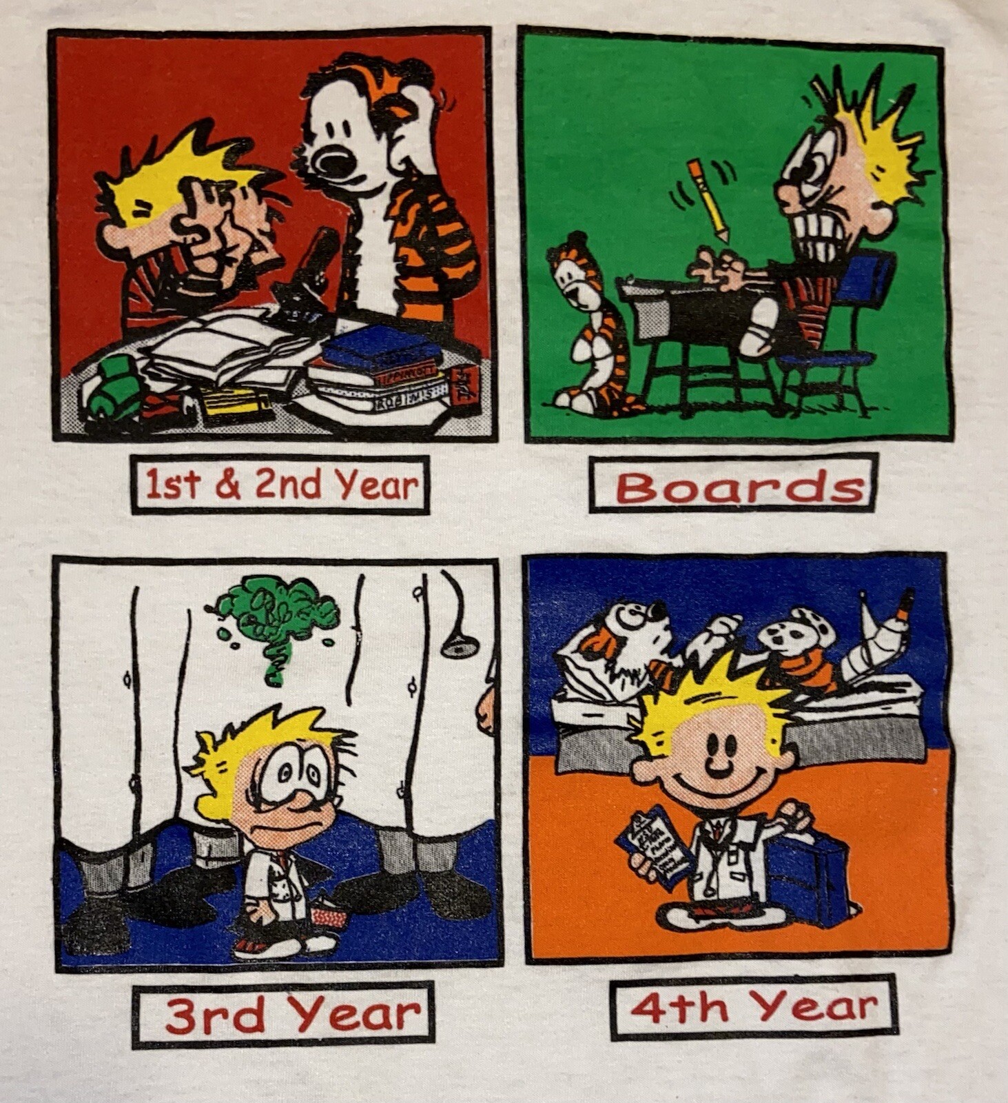 Vintage 90s Calvin And Hobbes School Of Medicine TSh… Gem