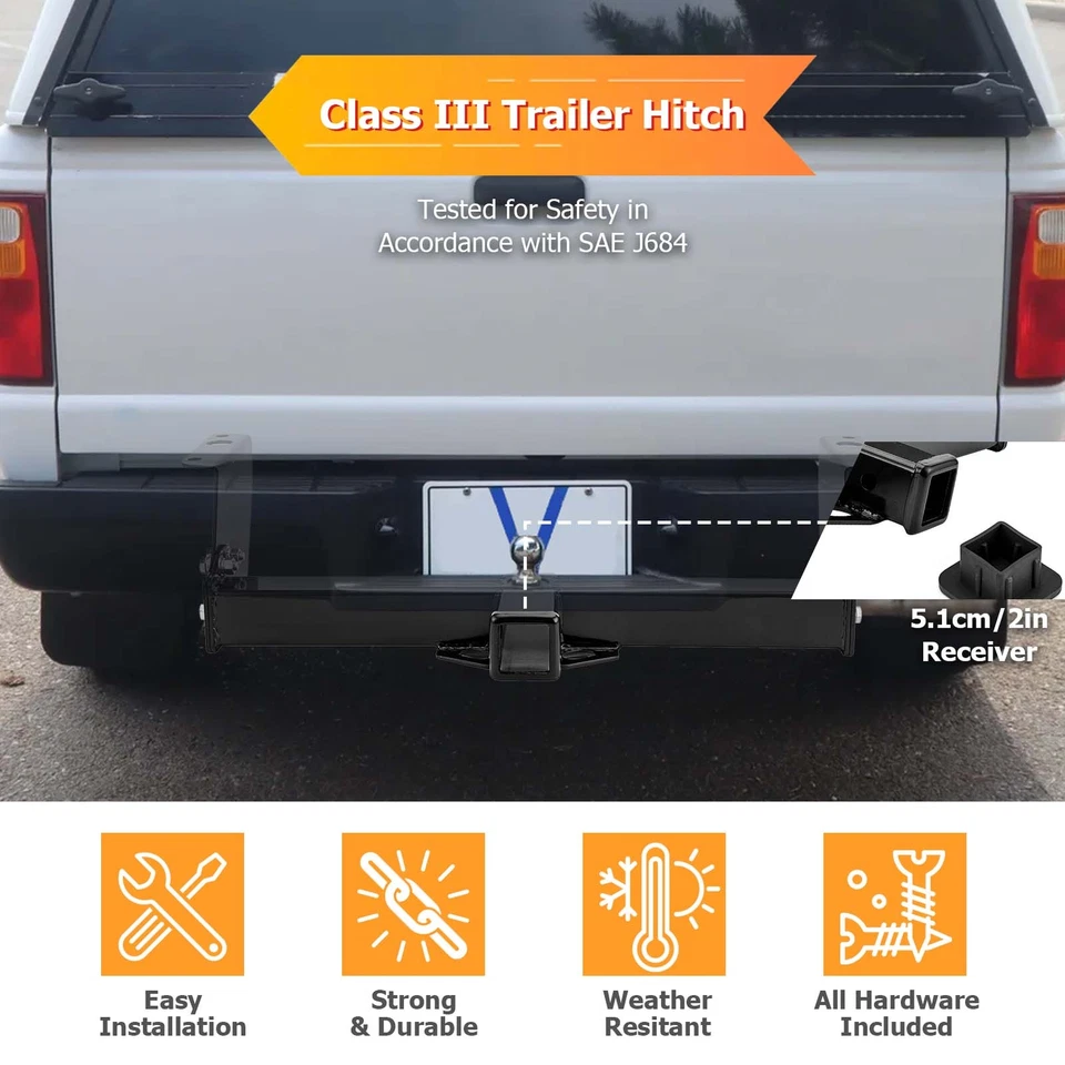 For Ford Ranger 83-11 Mazda B2300 B4000 94-09 Class 3 Trailer Hitch 2" Receiver - Imagem 2 de 4