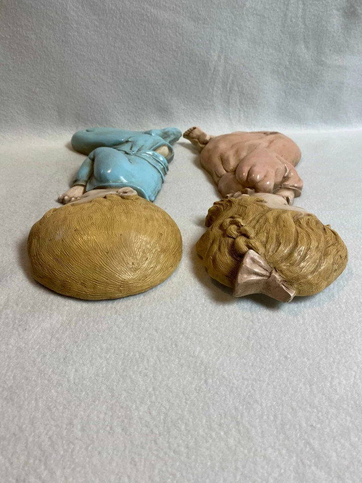 Colgantes de pared vintage rezando niño y niña - decoración de guardería Foto 4 de 4