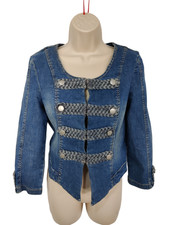 Women Morgan De Toi Eur 36 Uk 8 Blue Denim Military Casual Jean Coat Jacket Y2k
