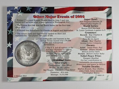 2004 American Silver Eagle $1 & Stamp Set with Commemorative Card
