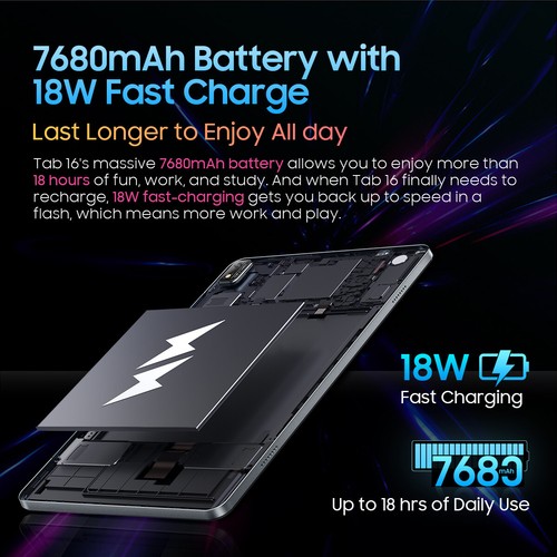 Blackview Tab 16 14Go+256Go Android Tablette Tactile 11 Pouces 7680mAh GPS TÜV - Zdjęcie 10 z 17