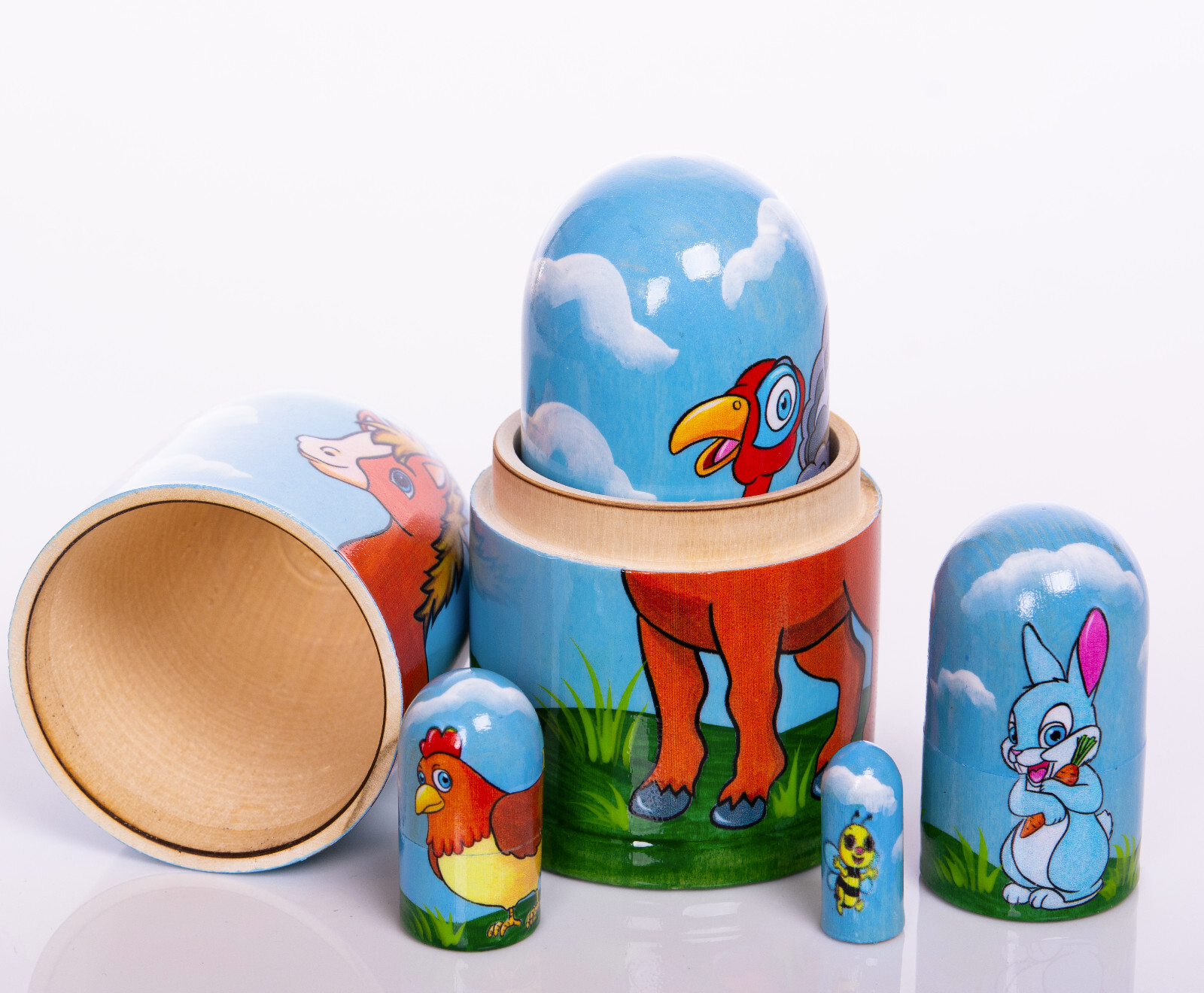 Farm Frenzy Nesting Dolls 4" Kids Room Decor, Kids Gift, Wooden toys matryoshka