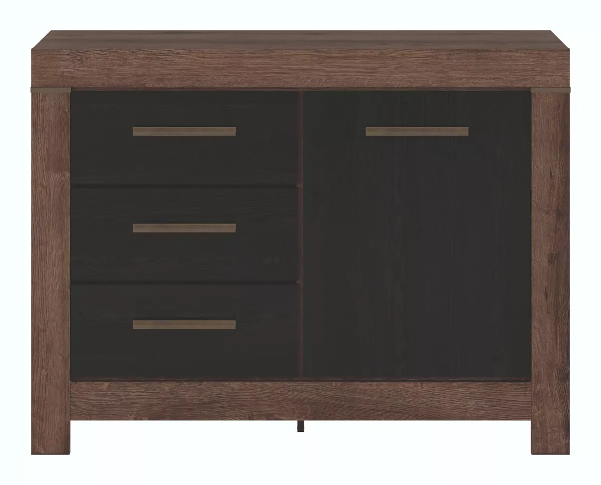 Small Sideboard Cabinet Unit Dark Oak Black Effect Drawer Storage Cupboard Balin