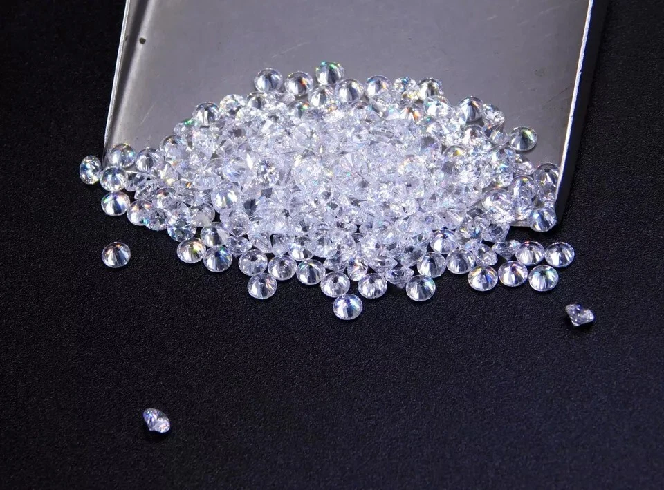 12 Cts 100 Piezas Blanco C.Z. Piedra preciosa suelta creada en laboratorio de corte redondo 2,50 mm P-3422 Foto 3 de 4