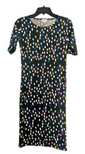 LULAROE Julia Dress XS Body con Black Multi Color Stretch