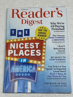 Reader's Digest Magazine Oct 2023 Pickleball Veterans Stop Snoring Magic Fall