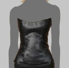 560 Rozie Corsets Womens Black Faux-Leather Off Shoulder Corset Size FR 40/US 8