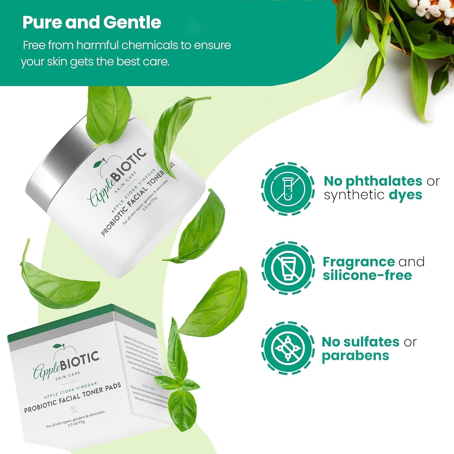 ACV & Green Tea Pads 60ct Clarifying Exfoliating Toner Pads for Acne Clear Skin