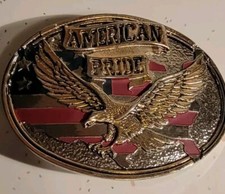 PATRIOTIC FLAG BELT BUCKLE EAGLE GREAT AMERICAN PRIDE U.S.A.
