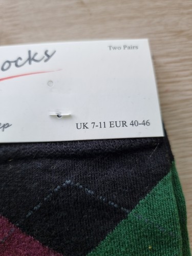 Mens Quality Two Pack Argyle Socks Size 7-11 - Picture 2 of 7