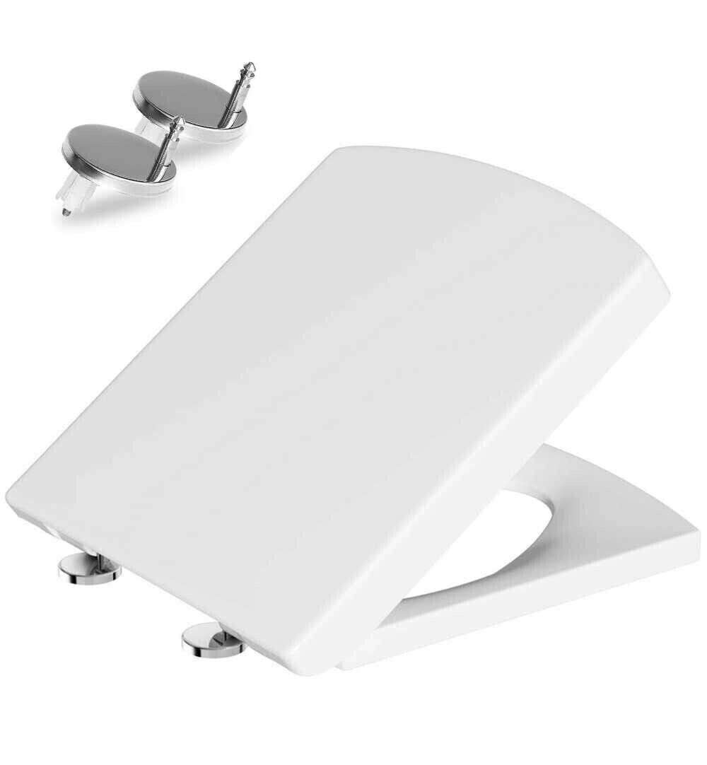 Luxury Square Toilet Seat Heavy Duty White Top Quick Release Hinges