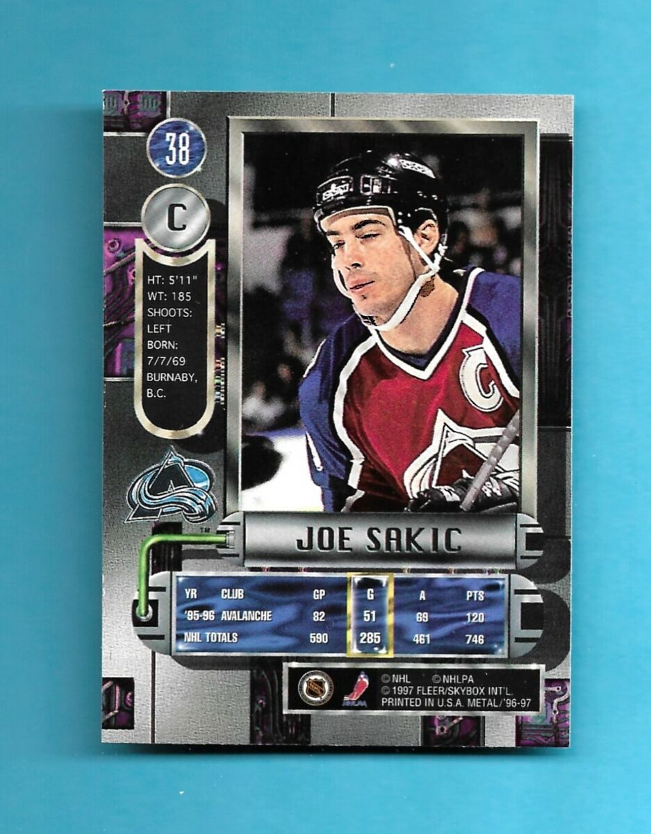 96-97 Fleer Skybox METAL UNIVERSE Card # 38 JOE SAKIC 96-97 Fleer Skybox METAL UNIVERSE Card # 38 JOE SAKIC