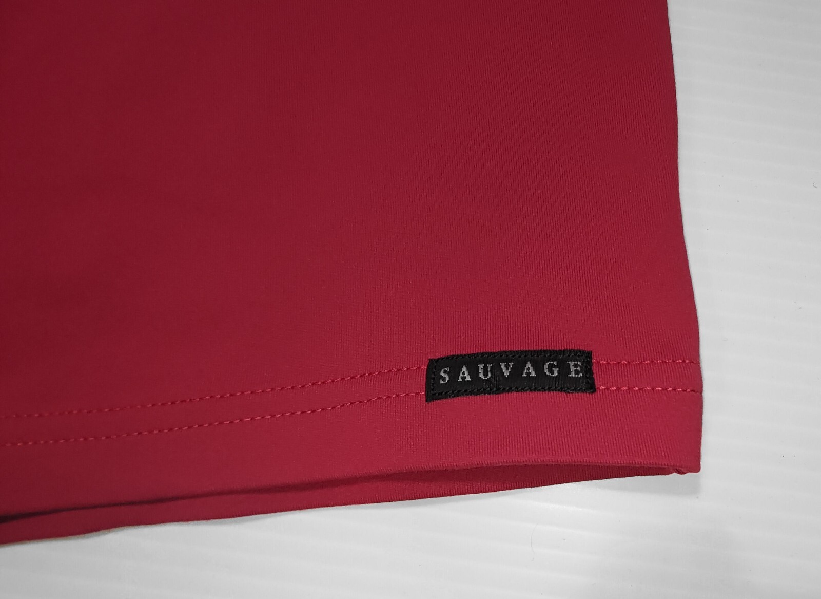 SAUVAGE TACTEL BANDED CONTOUR GYM/SWIM SHORT. MAROON. NWT. RARE🌈GAY RUFSKIN N2N