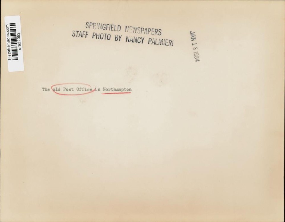 1984 Press Photo Old post office in Northampton, Massachusetts