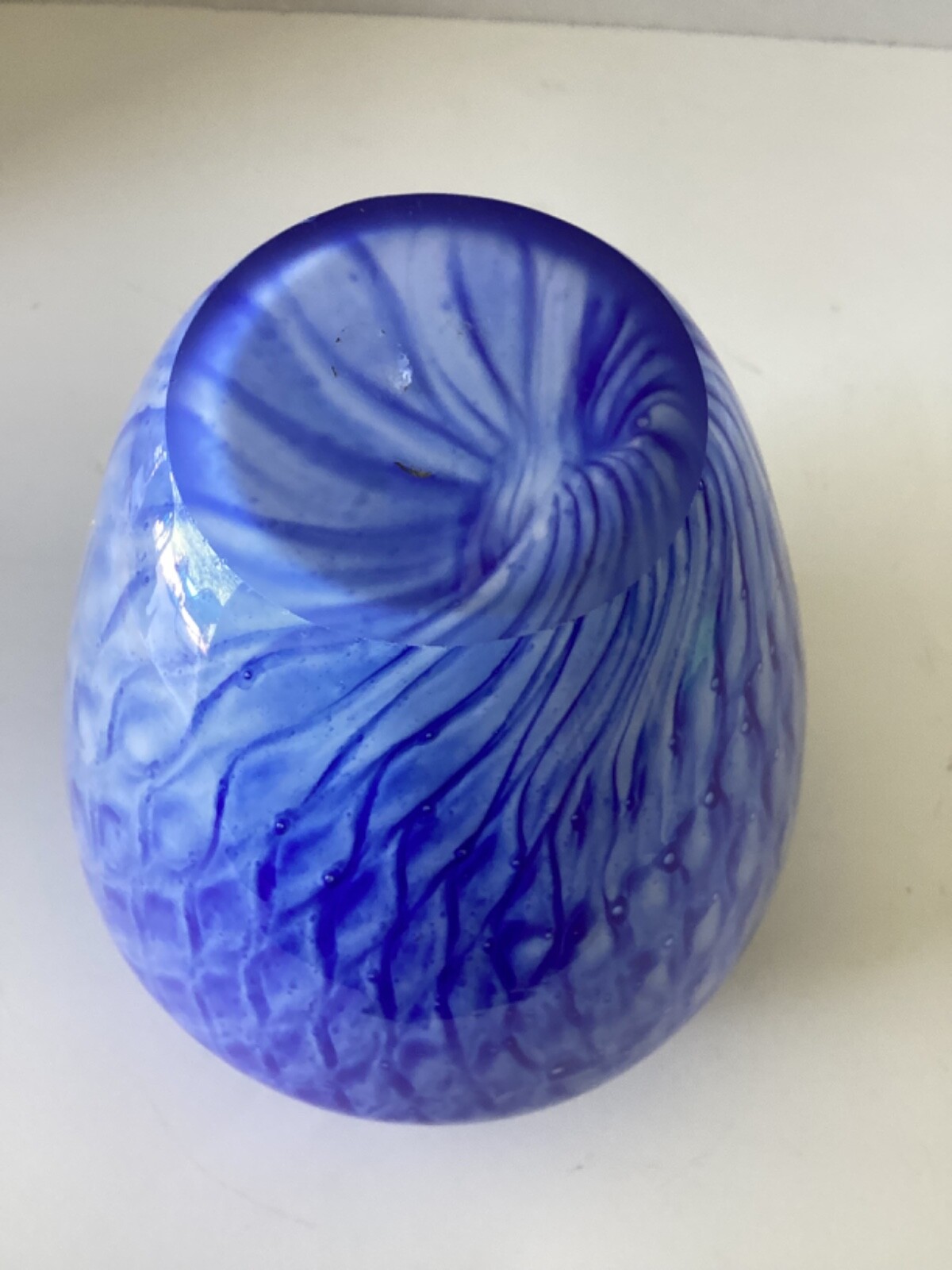 Blue and White Abstracr Hand Blown Glass Vase eBay