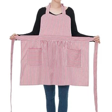 Cotton Aprons for Women with Pockets Soft Stripe Aprons Perfect for Kitchen C...