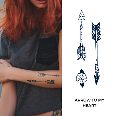2 Week Vegan Tattoo | Boho Arrow Tattoo | Waterproof, 2 Weeks Semi Permanent