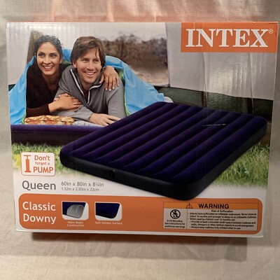 Intex Queen Classic Downy Inflatable Air Mattress 60'' × 80'' × 8.75''