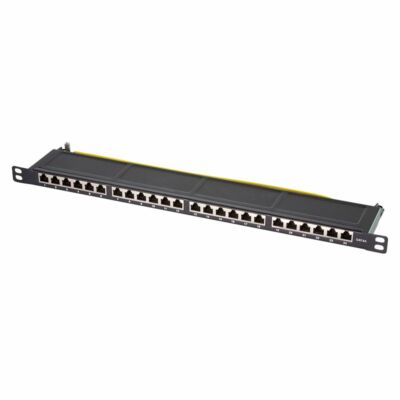 19'' Patchpanel Cat.6A 500MHz 24-Port 0,5HE RJ45 geschirmt schwarz 10GB Schwarz
