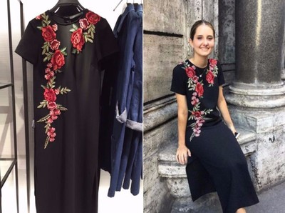 black embroidered midi dress