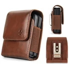 For Samsung Galaxy Z Flip 5/4/3 5G - Brown Leather Pouch Holster Belt Clip Case