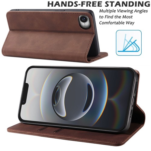 Funda protectora de pantalla con soporte de cuero para iPhone 16 Pro Max/Plus/16e - Imagen 8 de 42