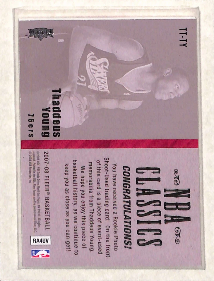 2007-08 Fleer NBA Classics #TT-TY Thaddeus Young  EX - Image 2 of 2