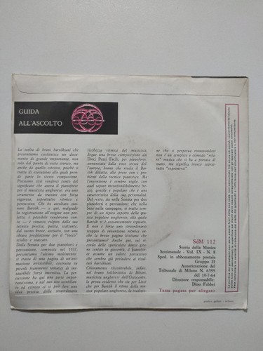 VOL. IX N. 8 UNGHERIA STORIA DELLA MUSICA - DISCO 33 GIRI e 1/3 IN VINILE - Picture 3 of 3