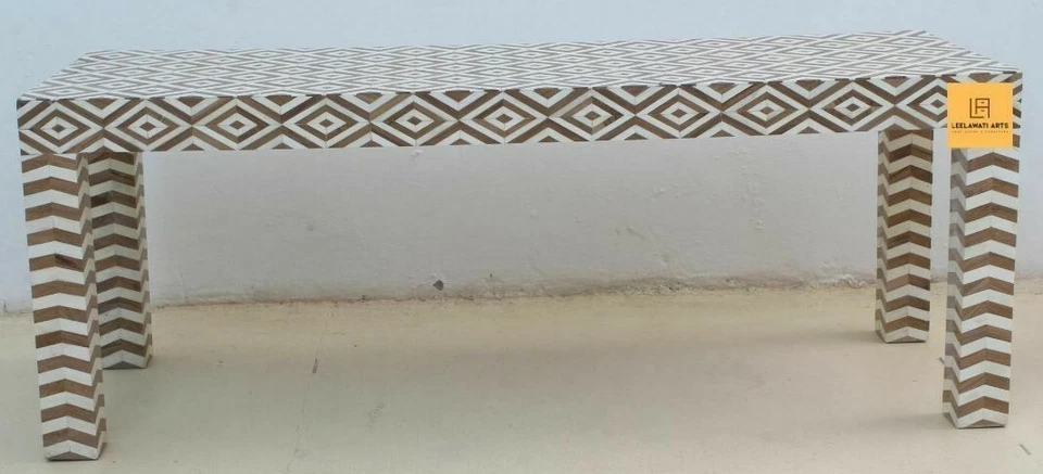 HOME DECORATIVE BONE INLAY EYE DESIGN STUDY AND SIDE TABLE  - Image 2 of 4