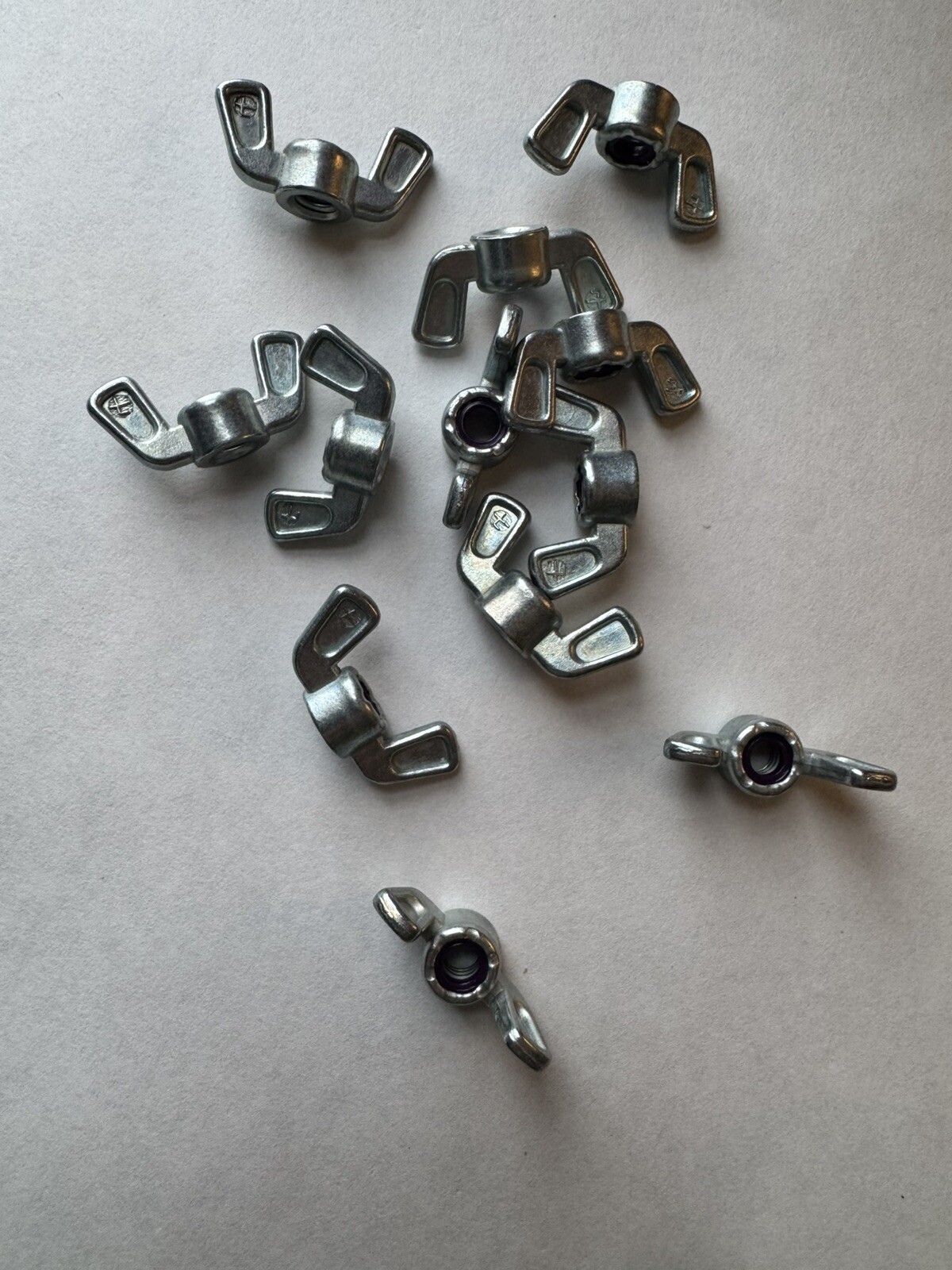 NYLON INSERT LOCKING WING NUTS. DIE CAST. ZINC. 1/4-20 , 12 PCS. NEW