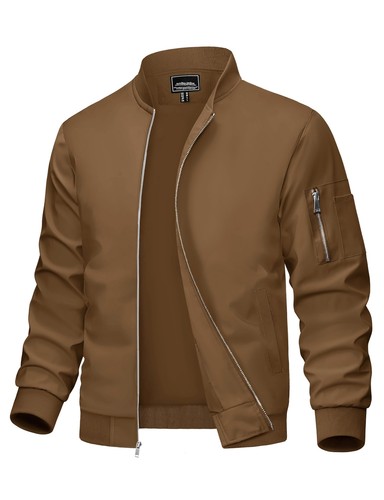 Men's Bomber Jackets Casual Lightweight Windbreaker Water Resistant Zip Up Coats - Picture 14 of 74