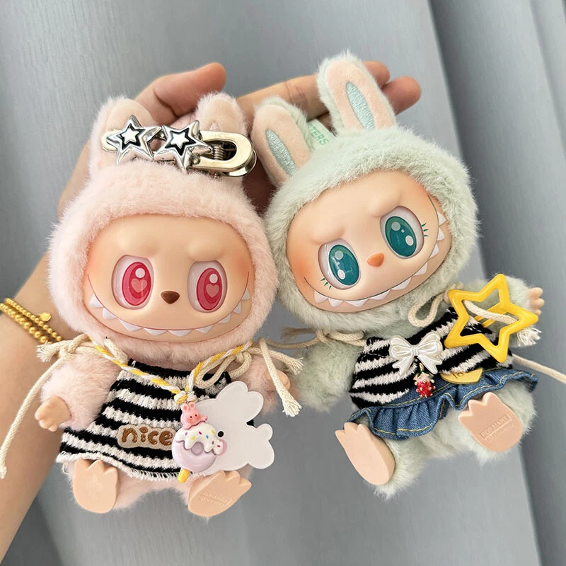 Striped Beach Clothes for 17cm Labubu Monster Plush Dolls Cosplay Accessory - Picture 1 of 10
