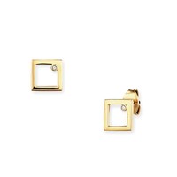 Cai Ohrstecker 925 Sterling Silber Vergoldet Zirkonia Viereck Damen Dainty Gold